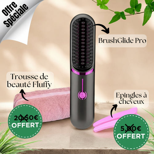 BrushGlide Pro - Lissage Express, Sans Fil, Partout + Trousse Offerte